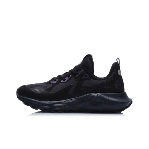 LINING Защитный Облако Низкий Топ Беговые кроссовки Женские Черный