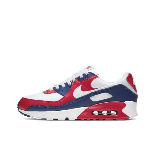 Nike Air Max 90 Low Беговые кроссовки Unisex Белые Синие Красные