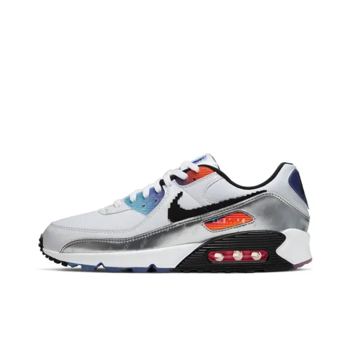Nike Air Max 90 Low Топ Беговые кроссовки Мужские Белый Синий Красный