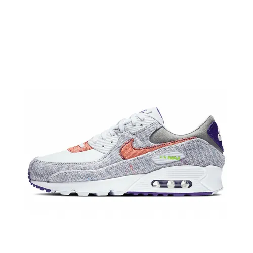 Nike Air Max 90 Low Топ Air Cushion Повседневные Беговые кроссовки Унисекс Серый Белый Фиолетовый