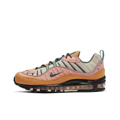 Nike Air Max 98 Low Топ Air Cushion Марафон Беговые кроссовки Унисекс Розовый Оранжевый