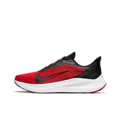 Nike Zoom Winflo 7 Амортизаторы Отскок Низкий Топ Повседневные Беговые кроссовки Унисекс Красный Черный