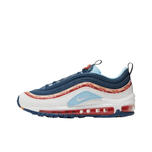 Nike Air Max 97 Амортизация Поддержка Низкий Топ Повседневные Беговые Кроссовки Женские Синий Красный