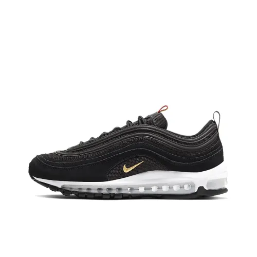 Nike Air Max 97 Легкий Low Топ Беговые кроссовки Унисекс Черный Золотой