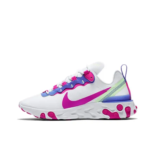 Nike React Element 55 Non Slip Легкий Низкий Топ Повседневные Беговые кроссовки Женские Белые Розовые