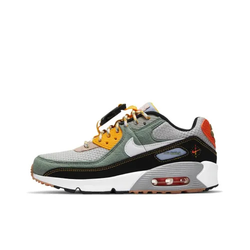 Nike Air Max 90 Low Топ Air Cushion Marathon Беговые кроссовки GS Черный Серый Желтый