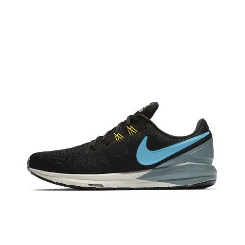 Nike Zoom Structure 22 Амортизаторы Slip-resistant Низкий топ Беговые кроссовки Унисекс Черный Синий