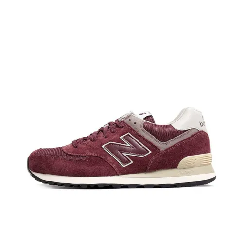 New Balance NB 574 Амортизация Покрытие Низкий Верх Повседневные Беговые кроссовки Унисекс Бордовый