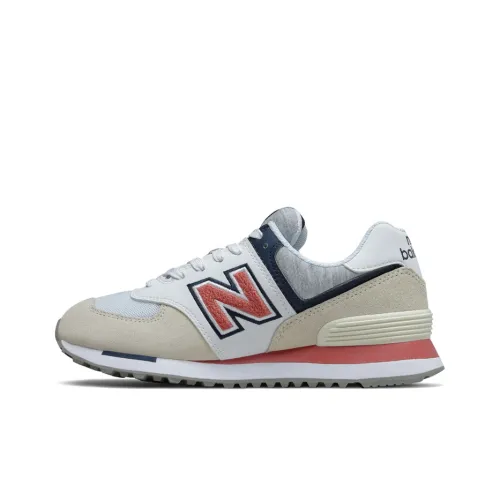 New Balance NB 574 Амортизация Покрытие Низкий Верх Беговые кроссовки Женские Белый Розовый