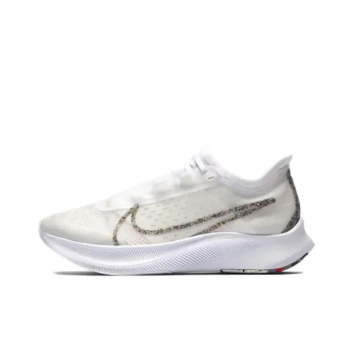 Nike Zoom Fly 3 Нескользящий Легкий Низкий Топ Марафон Беговые кроссовки Женские Конфетно-белые