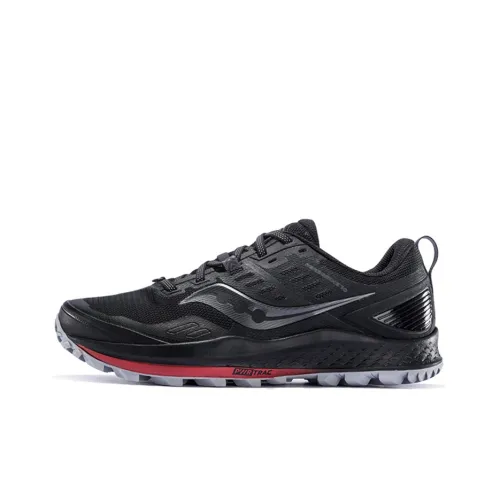 Saucony Shock Absorbers Slip-resistant Abrasion-resistant Lightweight Low-top Беговые кроссовки Мужские Черные Красные