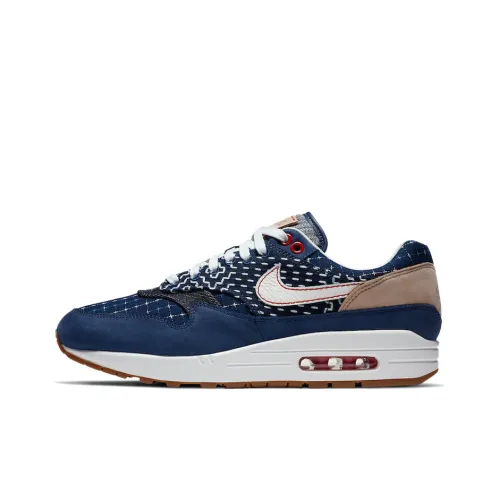 Nike Air Max 1 Low Топ Беговые кроссовки Унисекс Джинсовый синий