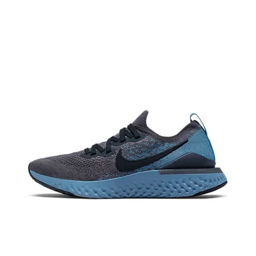 Nike Epic React Flyknit 2 Амортизирующие низкие беговые кроссовки с противоскользящим эффектом женские серо-голубые