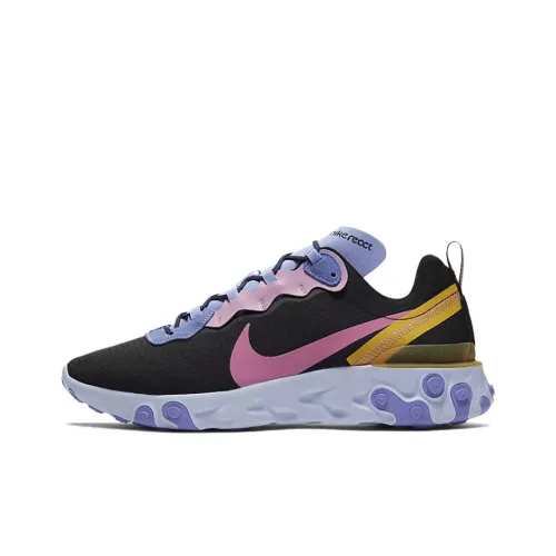 Nike React Element 55 Non Slip Легкий Низкий Топ Беговые кроссовки Унисекс Черный Розовый