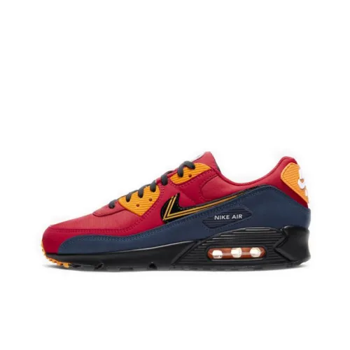 Nike Air Max 90 Амортизация Поддержка Низкий Топ Air Cushion Повседневные Беговые Кроссовки Мужские Красный Синий