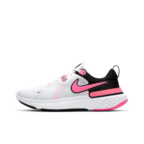 Nike React Miler 1 Амортизаторы Shock Absorbers Противоскользящие Устойчивые к истиранию Низкий Топ Беговые кроссовки Женские Черный Белый Розовый