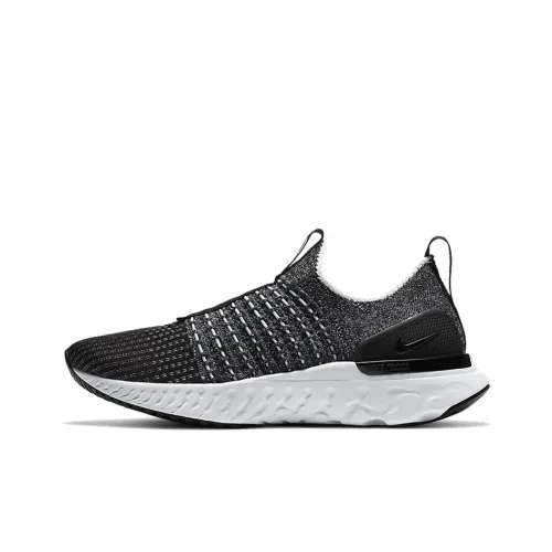 nike React Phantom Run Flyknit 2 Амортизаторы Slip-resistant Низкий топ Марафон Беговые кроссовки Женские Белый Черный