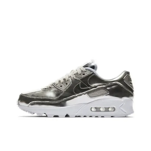 Nike Air Max 90 Low Топ Повседневные Беговые Кроссовки Женские Серебряные