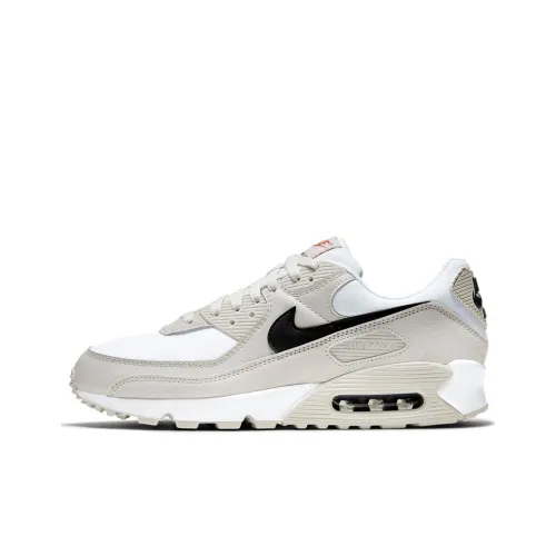 Nike Air Max 90 Устойчивость к истиранию Покрытие Поддержка Низкий Топ Беговые кроссовки Мужской Серый Белый Черный