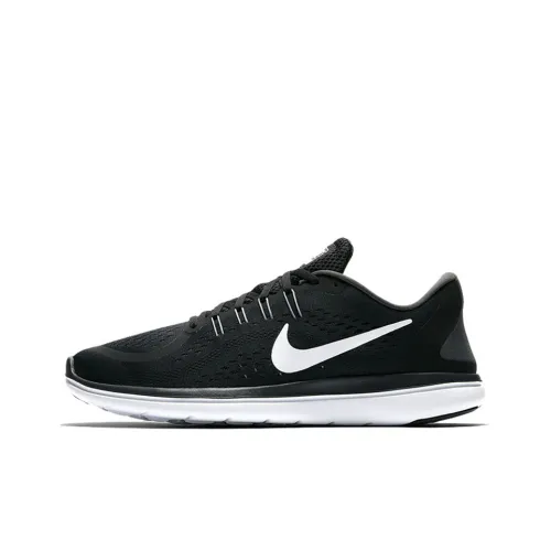 Nike Flex 2017 RN Амортизирующие Slip-resistant Низкий Топ Повседневные Беговые кроссовки Мужские Черно-белые