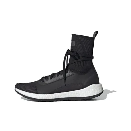 Adidas PulseBOOST Нескользящий Легкий Высокий Топ Марафон Беговые кроссовки Женские Черный Белый