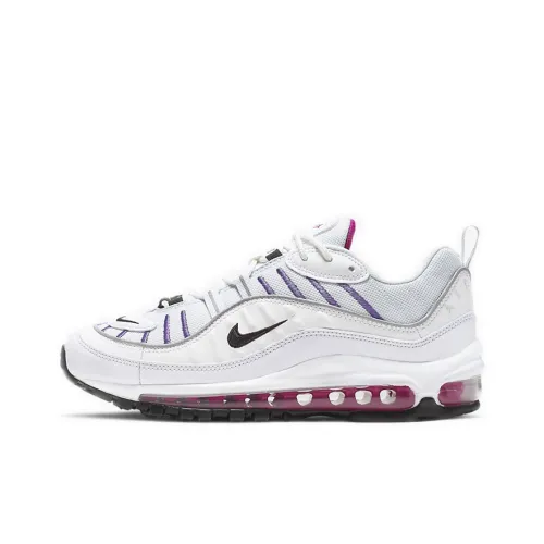 Nike Air Max 98 Low Топ Марафон Беговые кроссовки Женские Белый Фиолетовый