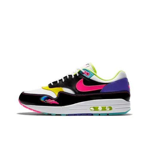 Nike Air Max 1 Low Топ Беговые кроссовки Мужской Черный Белый Розовый