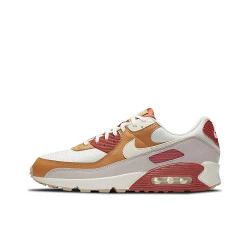 Nike Air Max 90 Low Беговые кроссовки Мужские Бежевые Белые Оранжевые
