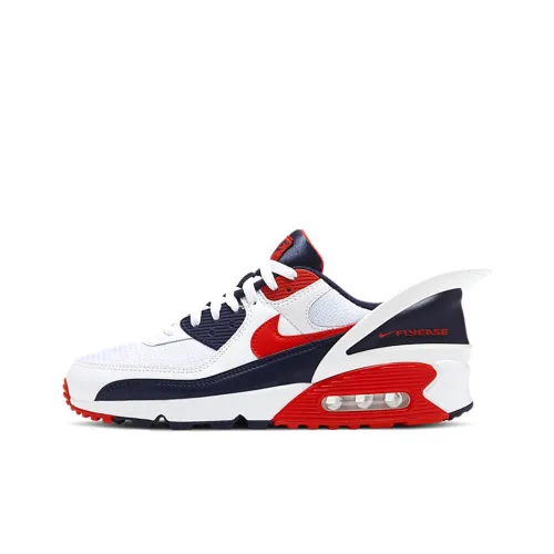 Nike Air Max 90 Low Топ Air Cushion Marathon Беговые кроссовки Мужские Белый Синий Красный