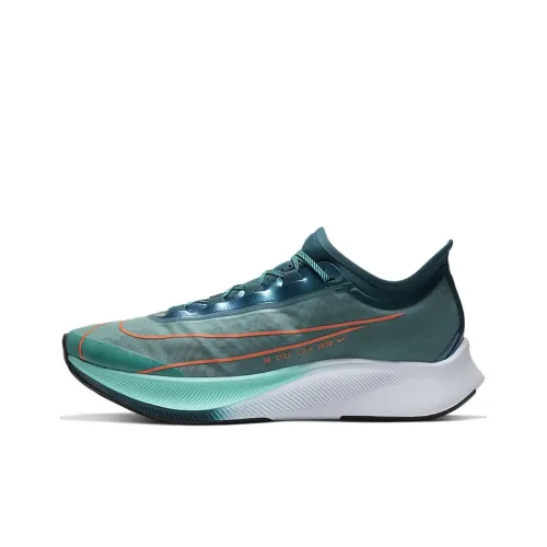 Nike Zoom Fly 3 Амортизаторы Slip-resistant Низкий Топ Карбоновая плита Беговые кроссовки для марафона Унисекс Бирюзовый