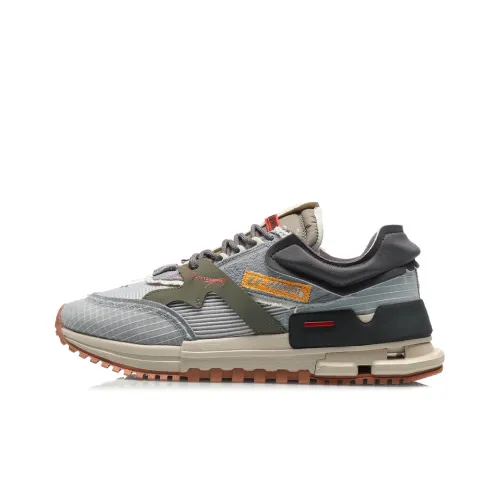 LiNing 001 Противоскользящий поддерживающий легкий низкий топ беговые кроссовки мужские серо-зеленый синий