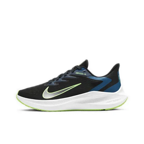 Nike Zoom Winflo 7 Амортизирующие низкие беговые кроссовки с противоскользящим эффектом женские черные и синие