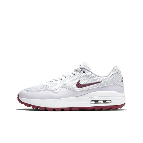 Nike Air Max 1 Low Топ Беговые кроссовки Женские Белые Бургунди