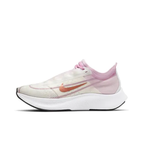 Nike Zoom Fly 3 Амортизаторы Шок Устойчивость к Износу Низкий Топ Беговые кроссовки Женские Белый Розовый