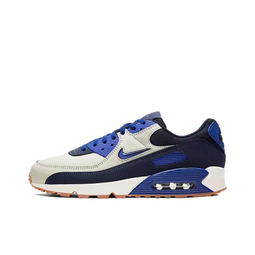 Nike Air Max 90 Low Топ Air Cushion Повседневные Беговые Кроссовки Мужские Бежевые Белые Синие