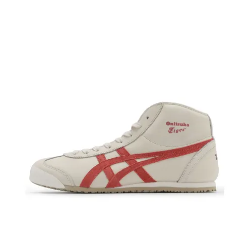 Onitsuka Tiger Slip-resistant Abrasion-resistant MID Топ Беговые кроссовки Унисекс Белый Оранжевый Красный