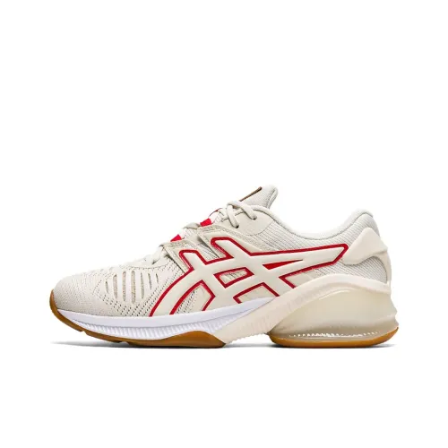 Asics Гель Quantum Амортизация Дышащий And Широкий Низкий Топ Беговые кроссовки Женские Белые Красные