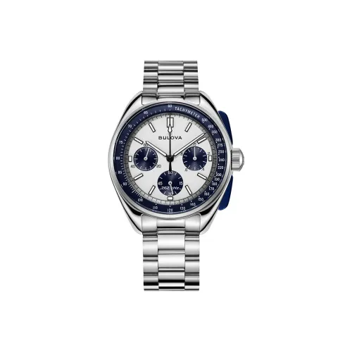 BULOVA Мужские часы Кварцевый механизм Ремешок из нержавеющей стали 43,5 мм Белый циферблат 98K112