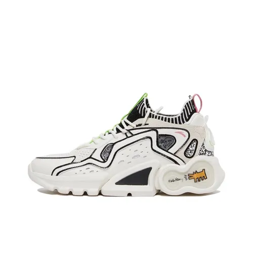 Keith Haring x ANTA Амортизирующие подошвы Устойчивые к истиранию MID Топ Беговые кроссовки Мужские Белый Черный