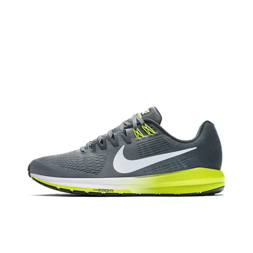 Nike Zoom Structure 21 Non Slip Легкий Низкий Топ Беговые кроссовки Мужские Серый Желтый