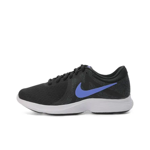 Nike REVOLUTION 4 Амортизаторы Slip-resistant Abrasion-resistant Низкий топ Беговые кроссовки Женские Black Blue