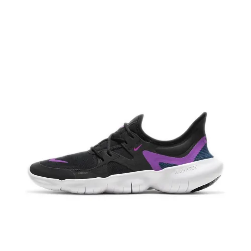 Nike Free Rn 5,0 Противоскользящий Устойчивый к истиранию Низкий Топ Марафон Беговые кроссовки Женские Черный Фиолетовый