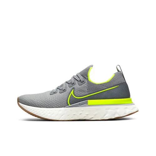 Nike React Infinity Run Flyknit 1 Амортизаторы Shock противоскользящие низкий топ кроссовки для бега на марафон мужские серо-зеленые
