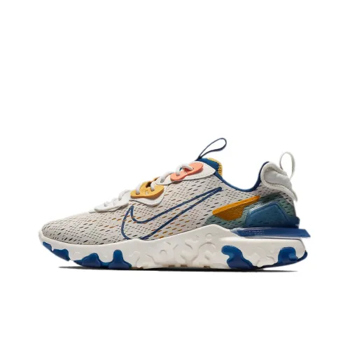 Nike React Vision Shock Absorbers Slip-Resistant Low-Top Беговые кроссовки Унисекс Белый Синий Желтый