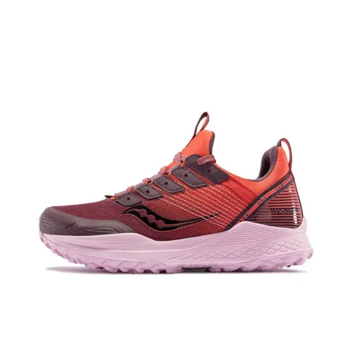 Saucony Mad River TR Противоскользящий Амортизация Устойчивый к истиранию Легкий Низкий Топ Беговые кроссовки Женские Коричневый Красный