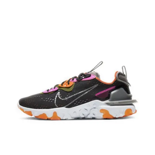 Nike React Vision Shock Absorbers Slip-Resistant Low Top Casual Running Shoes Men's Black Orange Найк React Vision Shock Absorbers Низкий топ противоскользящие повседневные беговые кроссовки мужской черный оранжевый