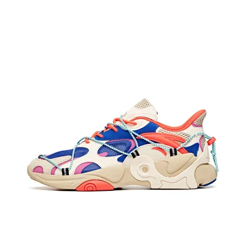 ANTA Амортизация Устойчивый к истиранию Устойчивый к абразивным воздействиям Баланс Низкий Топ Беговые кроссовки Мужские Бежево-синие