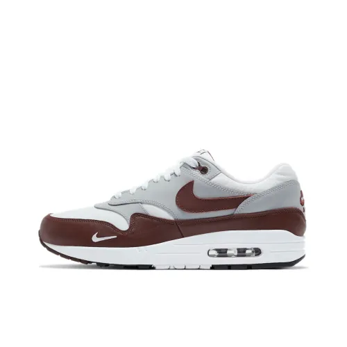 Nike Air Max 1 Low Топ Беговые кроссовки Мужской Серый Коричневый Белый