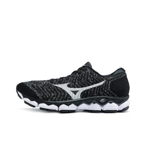 Mizuno Waveknit S1 Амортизация Устойчивый к истиранию Дышащая Поддержка Низкий Верх Беговые кроссовки Унисекс Черный Белый