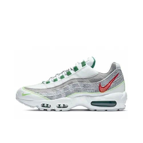 Nike Air Max 95 Low Топ Air Cushion Беговые кроссовки Мужские Серый Белый Зеленый